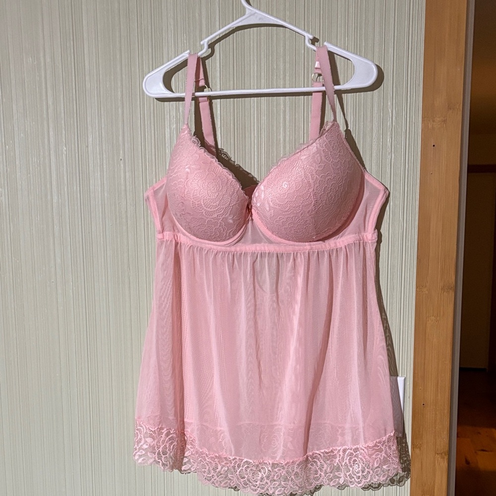 Daisy Fuentes Blush Lace Chemise with Push-up